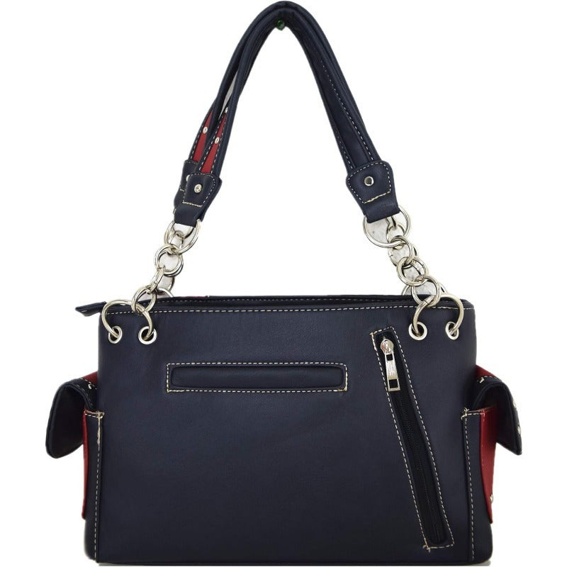 American Flag Stars And Stripes Rhinestone Women Handbag Country Purses Wallet Set