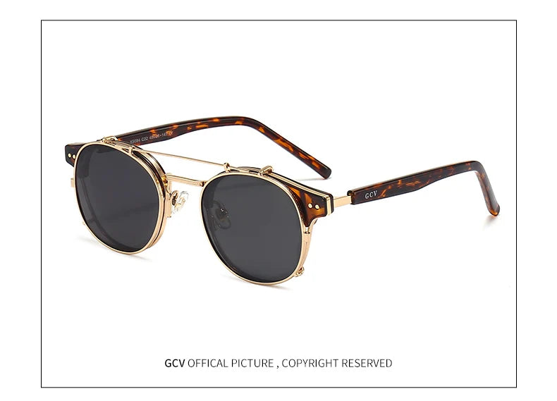 Gafas de sol retro góticas GCV acetato dorado negro estilo vintage alternativo
