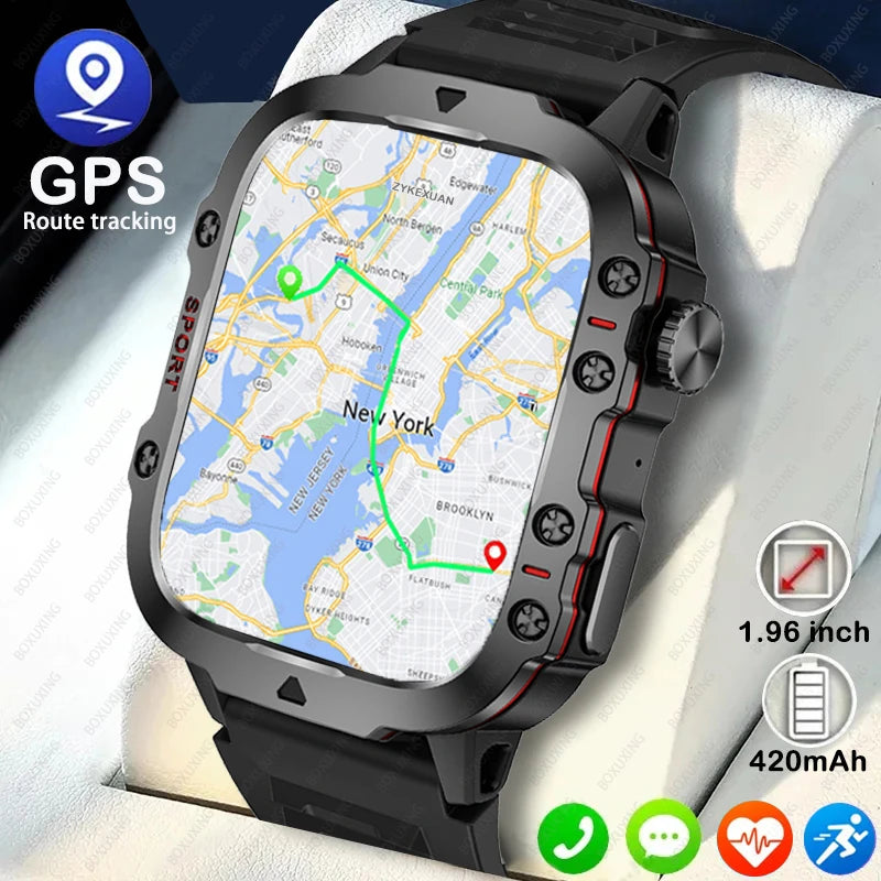 Smartwatch militar GPS resistente pantalla AMOLED HD deportes extremos vista frontal
