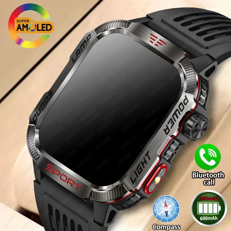 Smartwatch linterna LED llamadas Bluetooth batería 600mAh vista frontal
