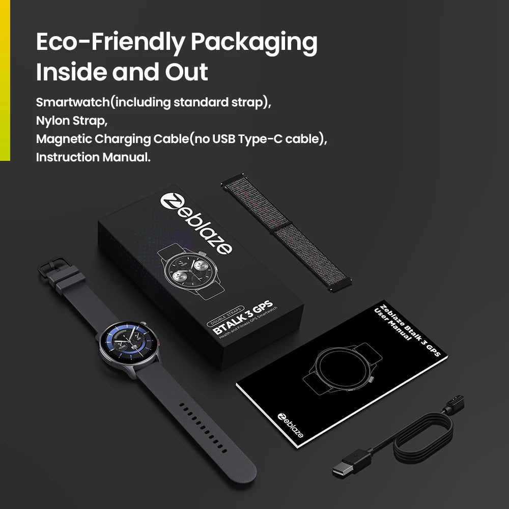 Smartwatch Zeblaze Btalk 3 GPS - Pantalla AMOLED 1.43" - Doble Correa - Llamadas Bluetooth - Monitor Salud 24/7