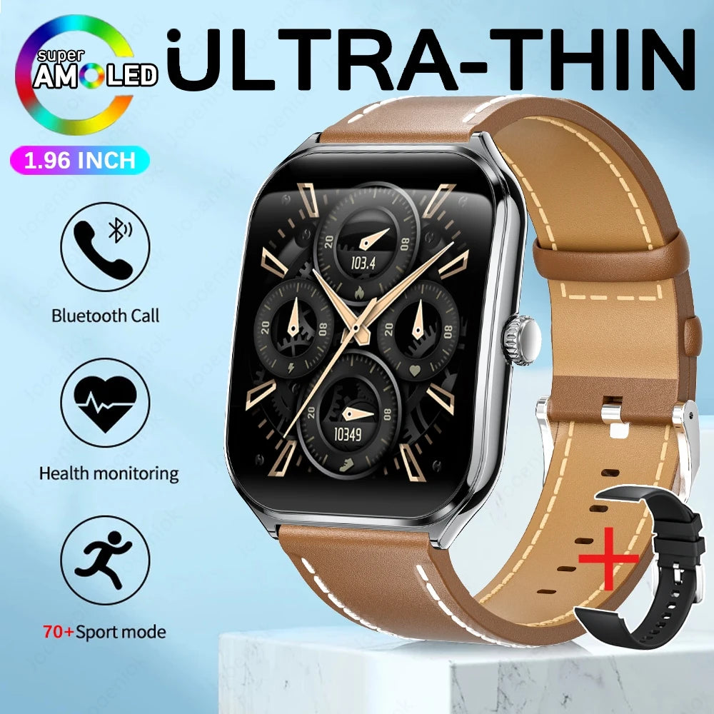 Smartwatch Ultra Delgado 7.5mm - Pantalla AMOLED 1.96" - Llamadas Bluetooth - Monitor Cardíaco - Resistente al Agua