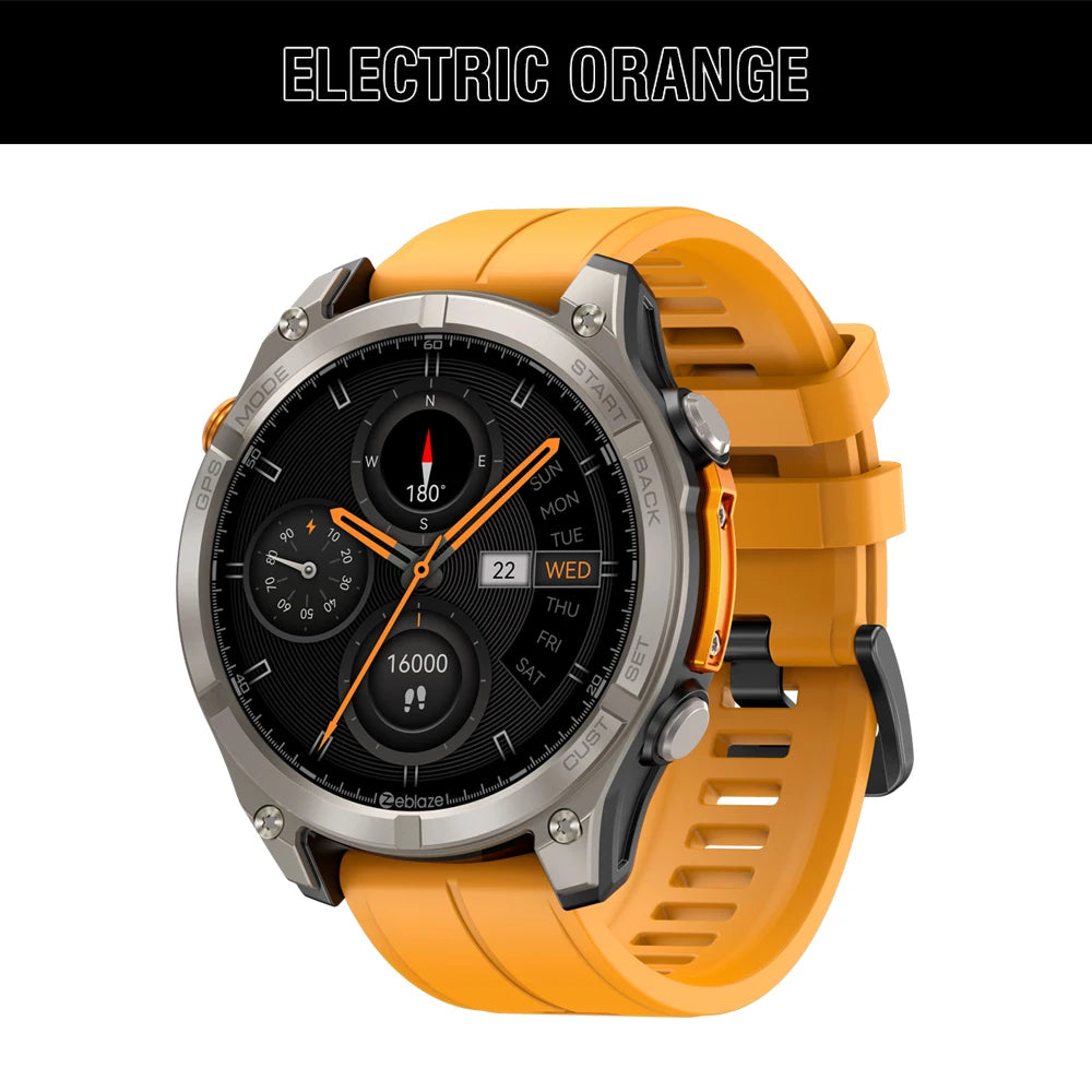Smartwatch Zeblaze Stratos 4 GPS detalles brújula linterna funciones
