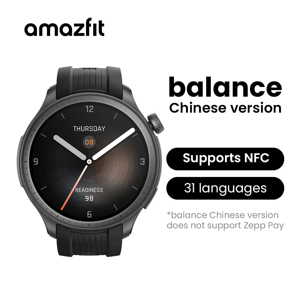 Smartwatch Amazfit Balance 46mm pantalla AMOLED 1.5 pulgadas vista frontal
