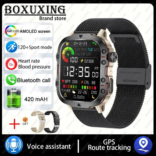 Smartwatch Militar GPS Resistente - Pantalla AMOLED HD - Llamadas Bluetooth - Resistente al Agua - Deportes Extremos