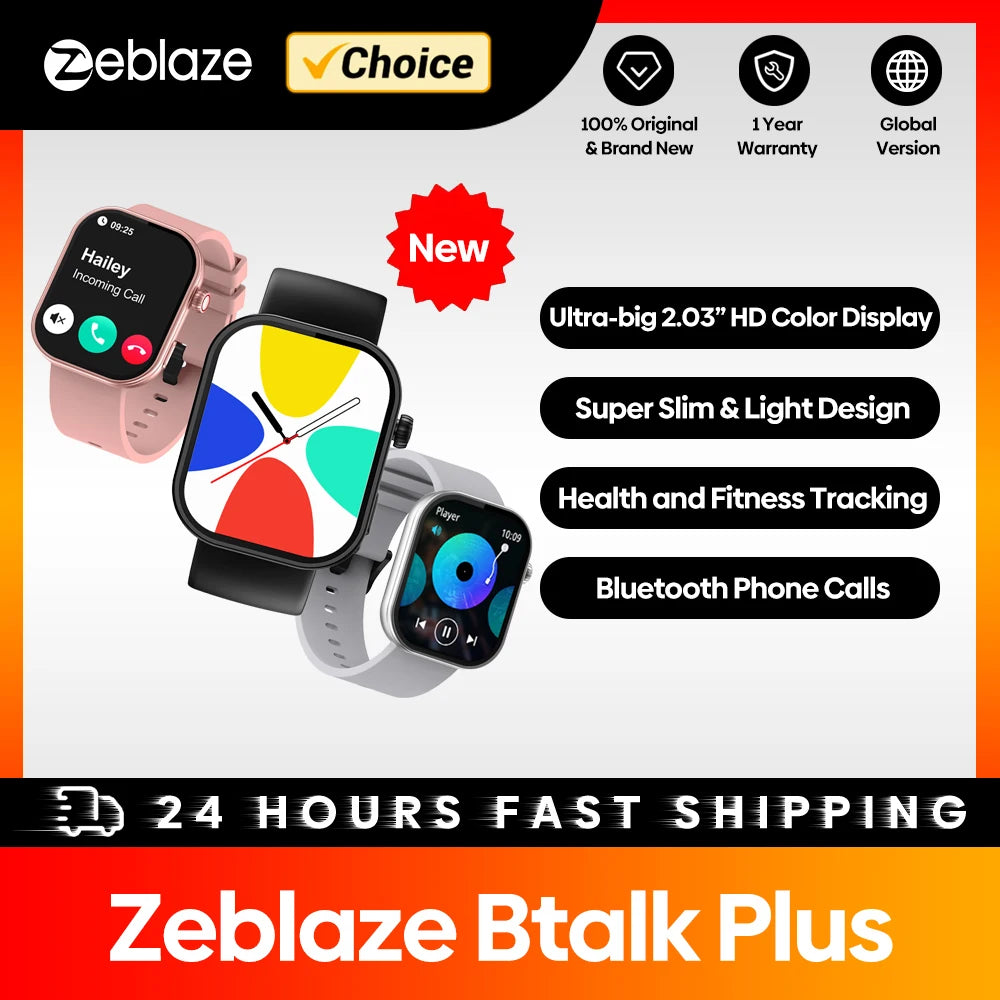 Smartwatch Zeblaze Btalk Plus pantalla HD 2.03 pulgadas vista frontal
