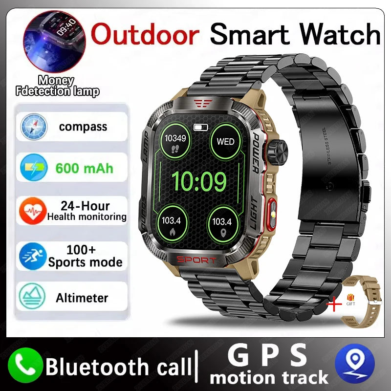 Smartwatch con Linterna LED - Llamadas Bluetooth - Batería 600mAh - Resistente al Agua - Monitor Cardíaco