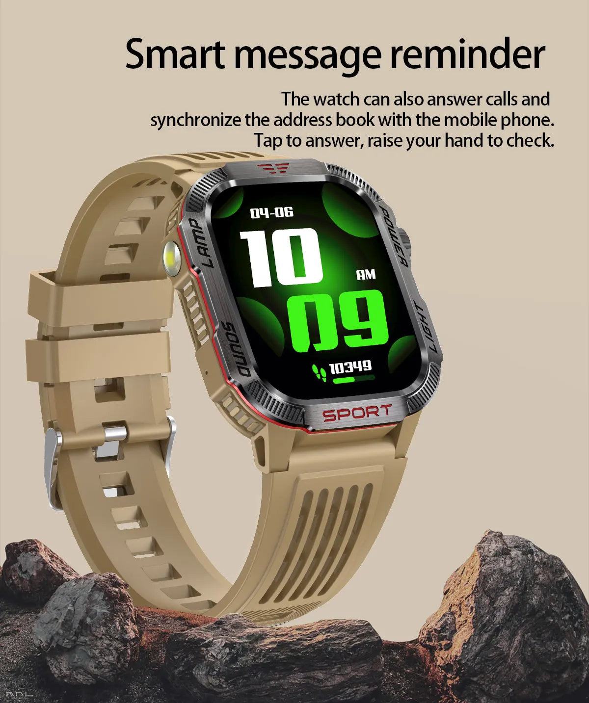 Smartwatch con Linterna LED - Llamadas Bluetooth - Batería 600mAh - Resistente al Agua - Monitor Cardíaco
