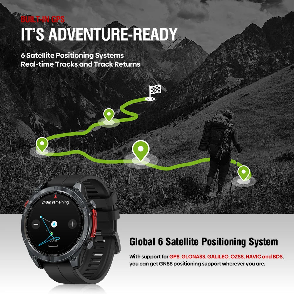 Smartwatch Zeblaze Stratos 4 GPS pantalla AMOLED 1.43 pulgadas llamadas voz
