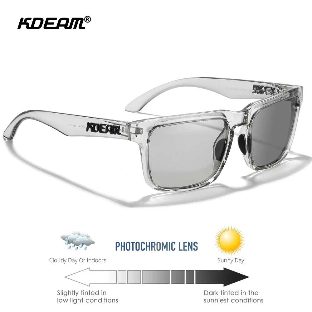 Gafas de sol KDEAM polarizadas fotocromáticas visión nocturna oversized 154mm hombre mujer
