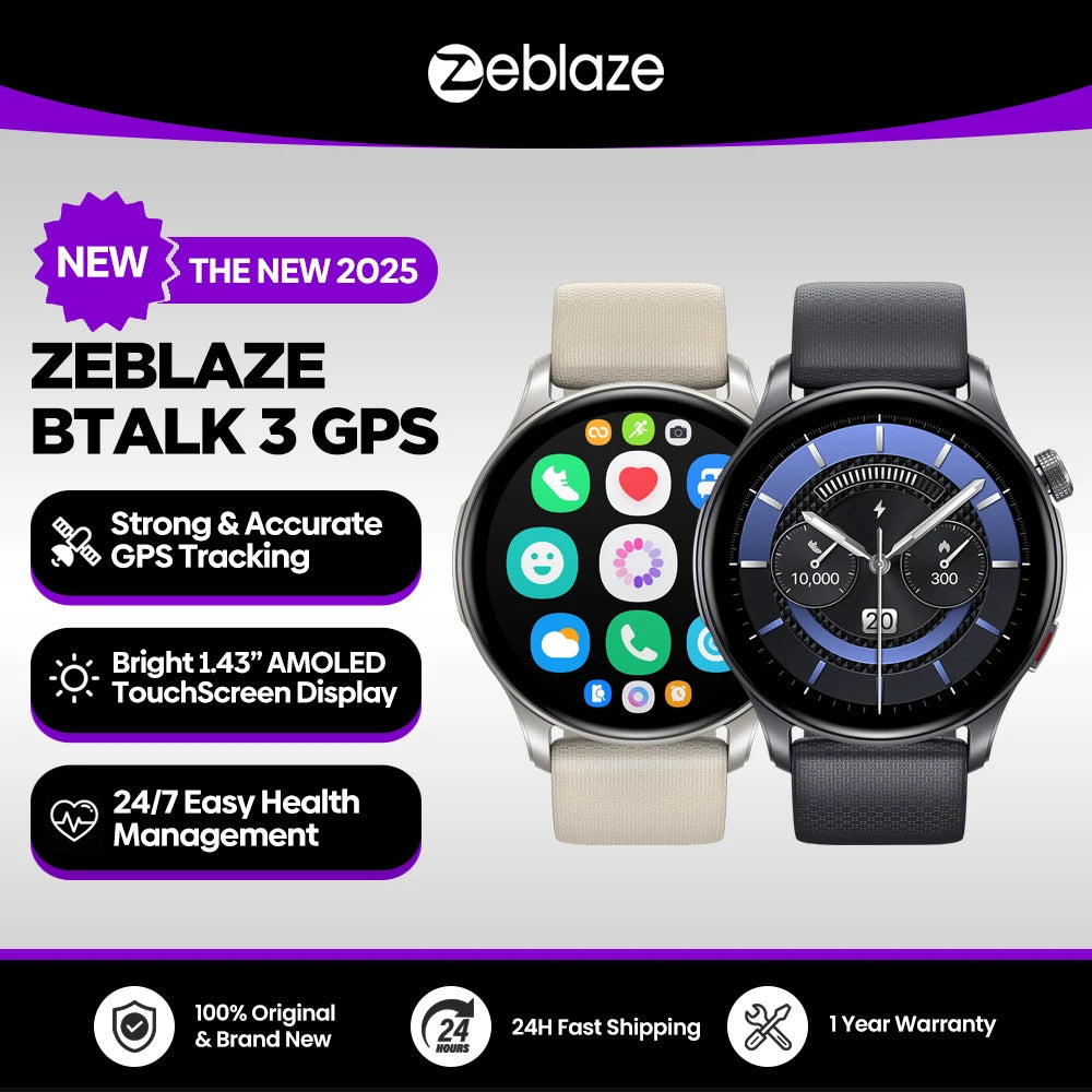 Smartwatch Zeblaze Btalk 3 GPS pantalla AMOLED 1.43 pulgadas vista frontal
