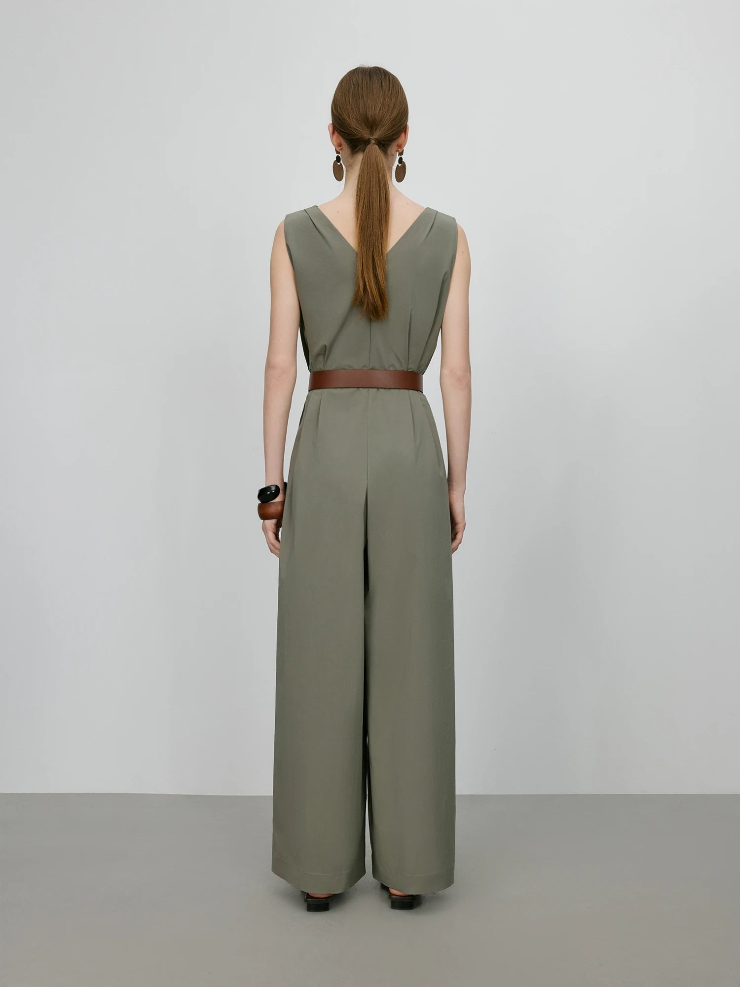 Mono premium mujer cintura alta pierna ancha mezcla algodón transpirable modelo
