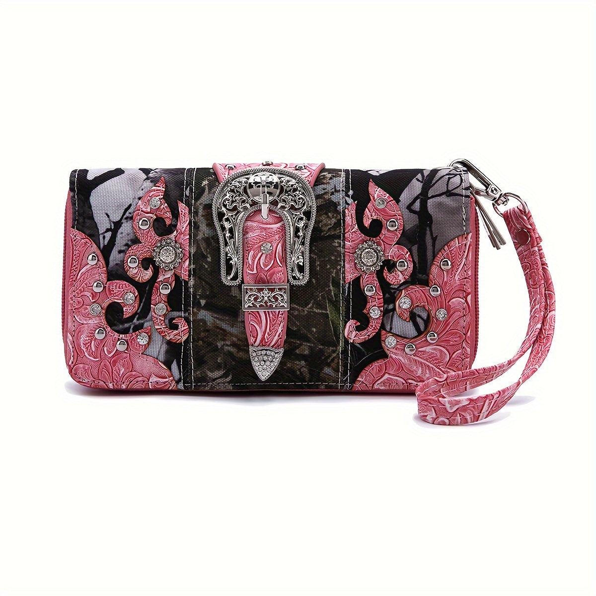 Bolso Western Camuflado - Concho Floral - Crossbody Mujer - Set con Billetera