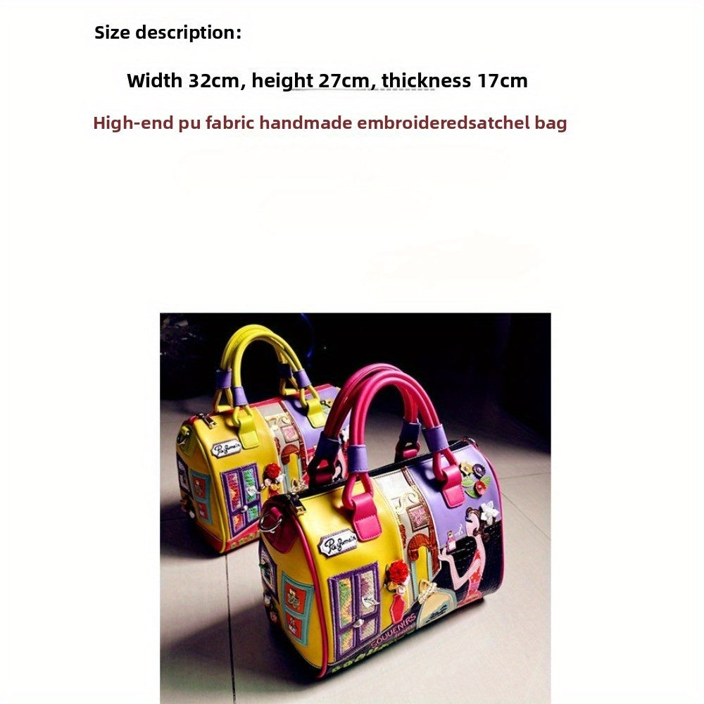 Bolso Boston Pintado a Mano - Inspiración Italiana - Vintage Artístico - Multicolor Retro